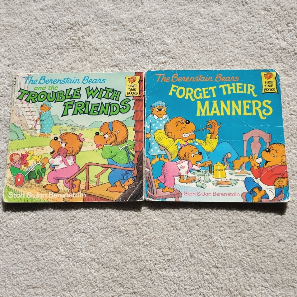 2 Vintage The Berenstain Bears Books Trouble with Friends Forget Their Manners
